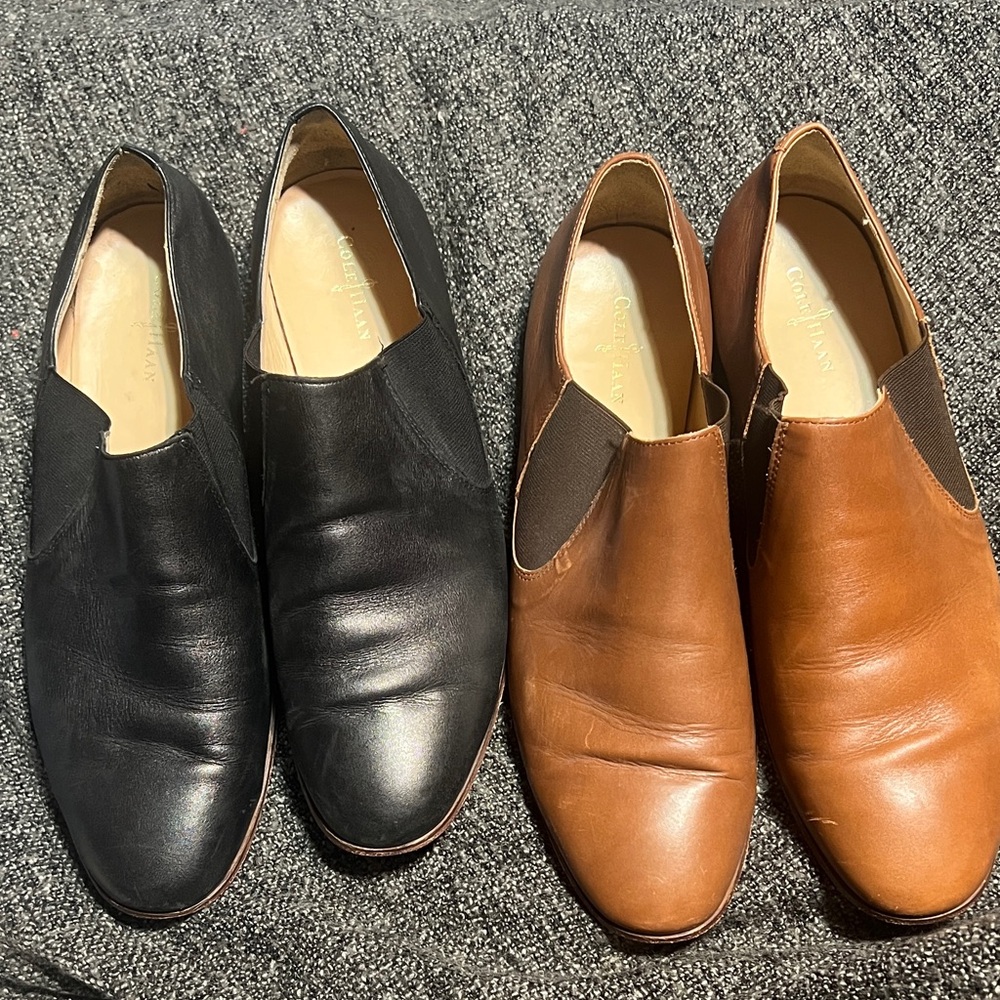Cole Haan Women's Black and Tan Loafers both pairs included